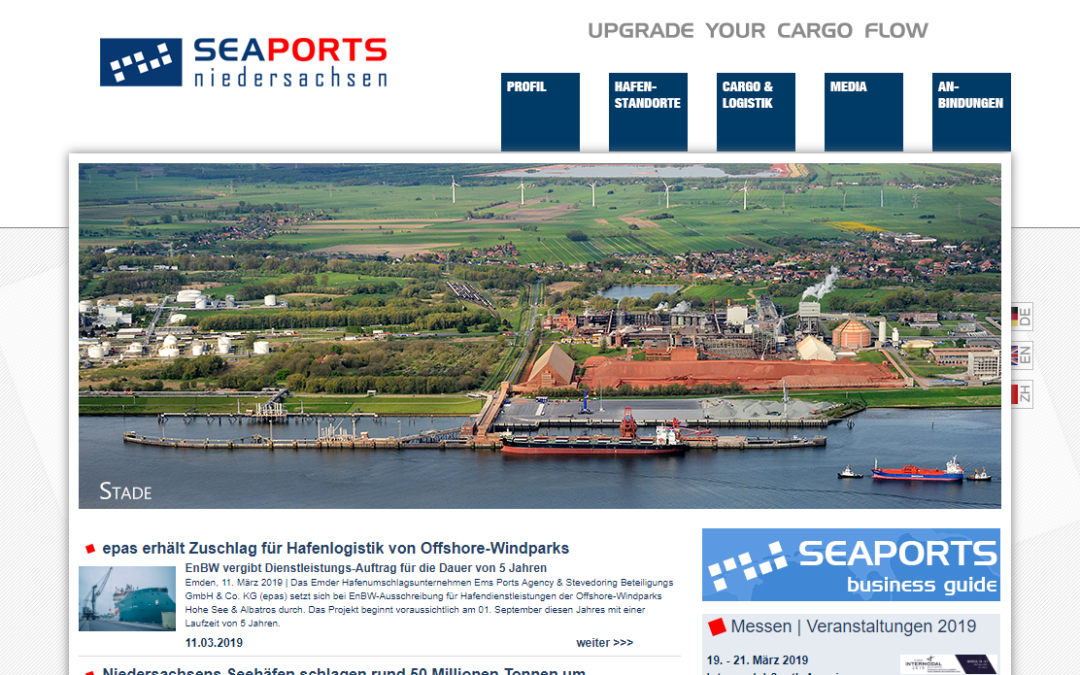 Seaports Niedersachsen 11.05.2019: epas erhält Zuschlag für Hafenlogistik von Offshore-Windparks
